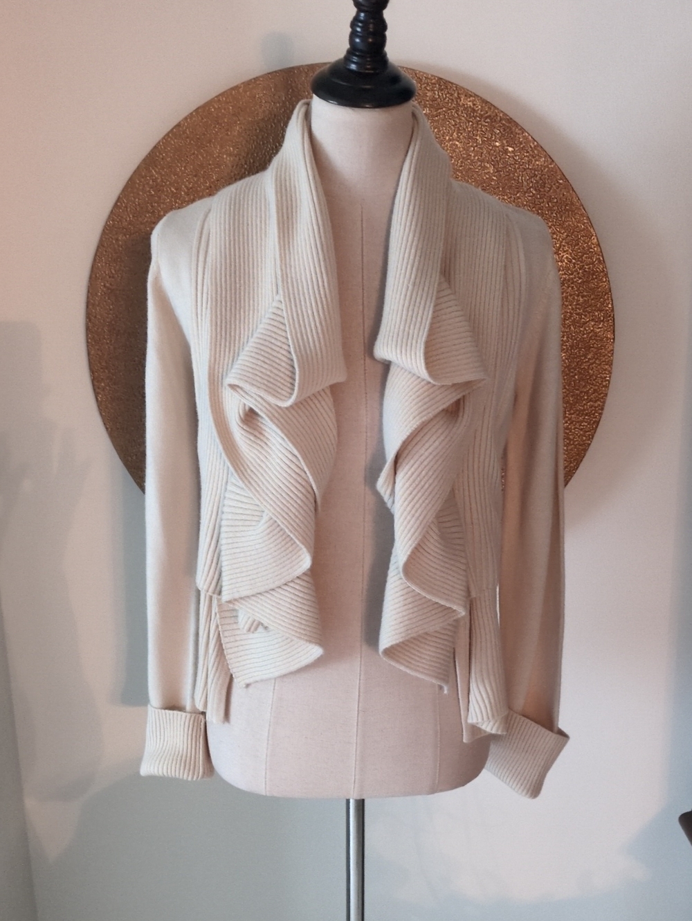 Arden B Cozy Cream Ruffle Front Women's Sweater Cardigan